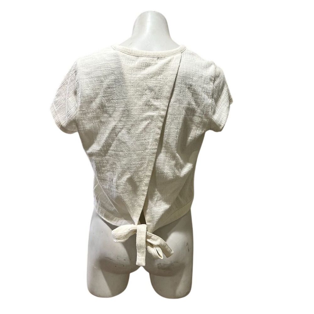 Madewell Women's Ivory Tie-Back Short Sleeve Top Size M Casual - Picture 5 of 9